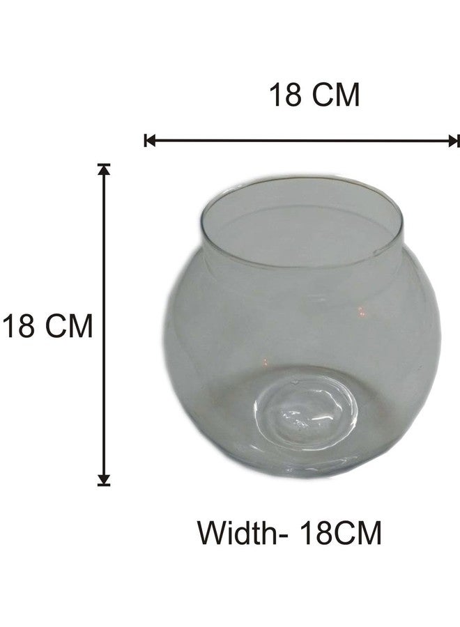 Somil Clear & Transparent Round Decorative Glass Fish Pot for Zoom View with White Stones, Indoor Home, Room Table Top, Dia -8 Inch, 18 X 18 X 18 Cm - Image 3